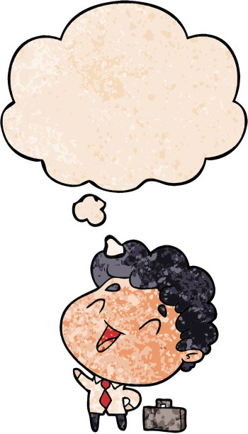 卡通商人的思想泡沫在垃圾质感风格图片下载