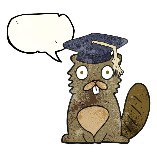 徒手演讲泡泡纹理卡通海狸毕业图片下载