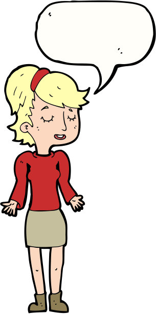 卡通女人耸肩说话泡泡图片下载