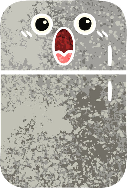 复古插画风格的卡通冰箱冷冻室图片下载