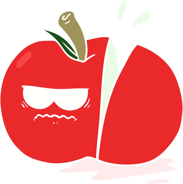 平面色彩风格卡通愤怒切片苹果图片下载