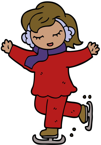 卡通涂鸦女孩滑冰图片下载