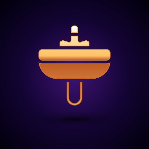 金色的脸盆上有水龙头图标图片下载
