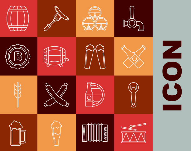 设置线乐器鼓和鼓棒图片下载