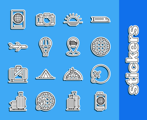 设置行护照与机票全球飞行飞机图片下载