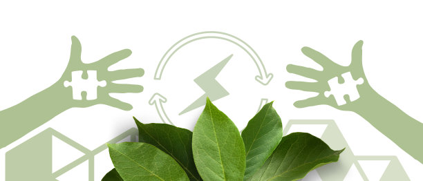 节能节电白色背景，节电，自然能源，拼图，可持续，绿色，复制空间，横幅，网站-3d渲染图片下载