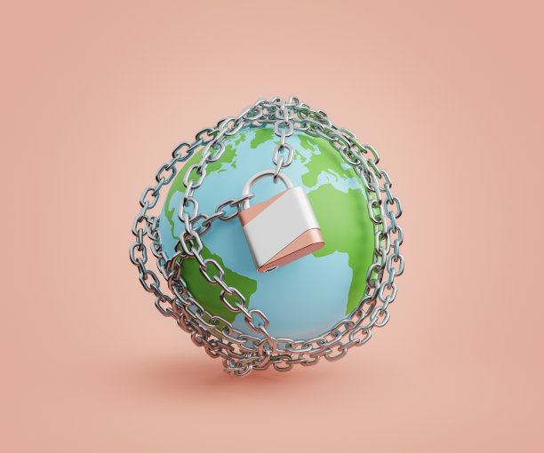 用锁锁住的地球的三维渲染图片下载