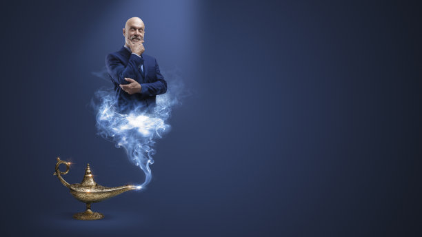 商人精灵从灯里出来图片下载