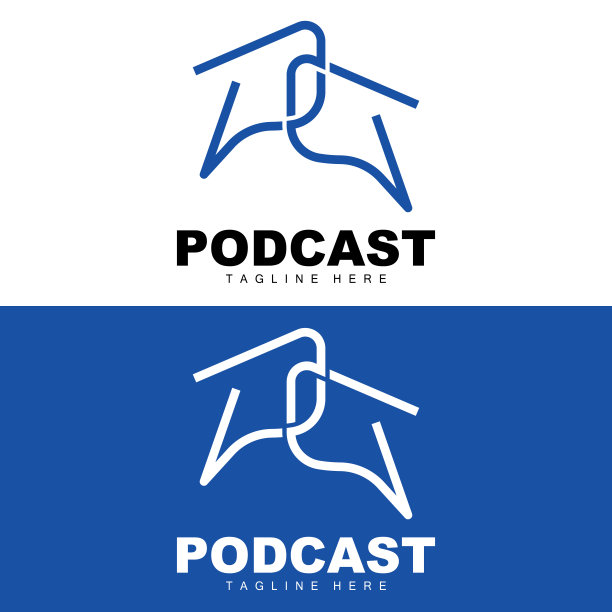 播客标志，矢量，耳机和聊天，简单的复古麦克风设计图片下载