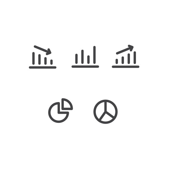 图形图标集。带箭头的商业图表。柱状图和饼状图图标图片下载