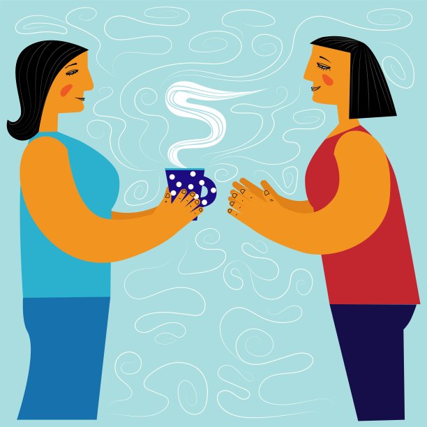 女人请别人喝咖啡。插图图片下载