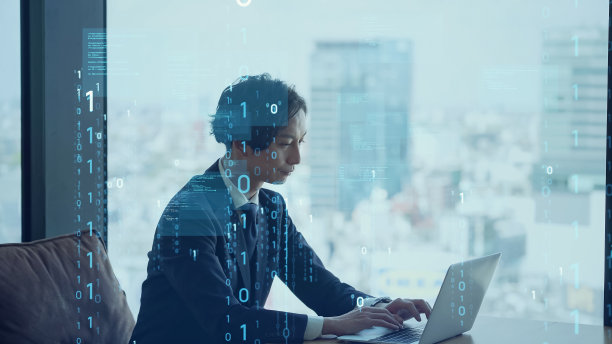 数字化转型概念。系统工程。二进制代码。编程。图片下载