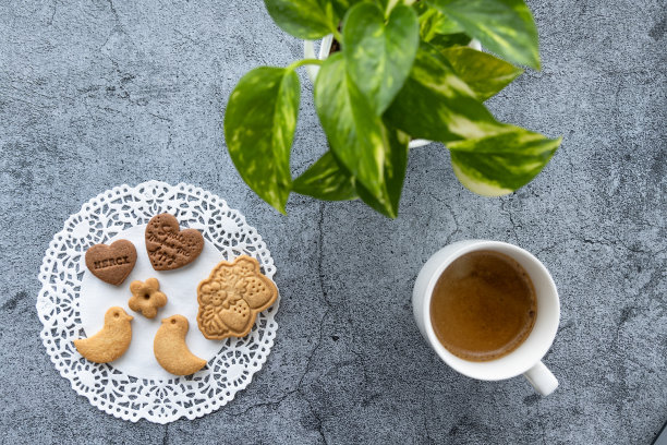 用咖啡和饼干作为休息时间图片下载