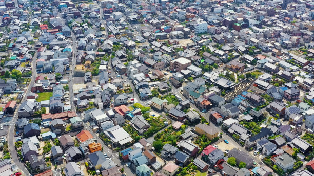 现代住宅区鸟瞰图。图片下载