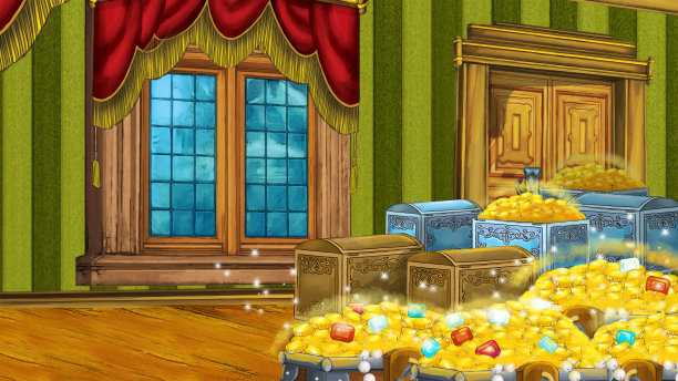 中世纪房间的卡通场景-不同用途的舞台-儿童插画图片下载