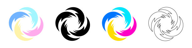 颜色圈标志图标设置。涡符号。现代抽象标志。矢量插图隔离在白色背景上。图片下载