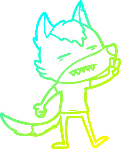 冷梯度线绘制的卡通狼露出牙齿图片下载