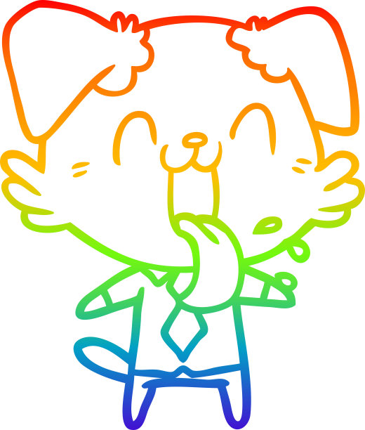 彩虹渐变线绘制卡通喘息狗图片下载