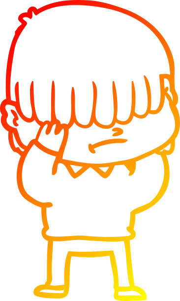 温暖的梯度线绘制的卡通男孩凌乱的头发图片下载