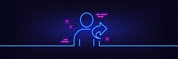 引用好友线图标。分享的迹象。霓虹灯发光效果。向量图片下载