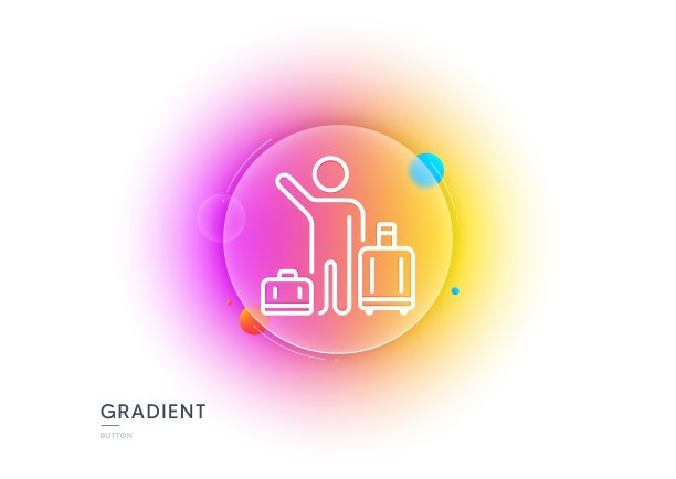 行李提取线图标。机场换乘标志。渐变模糊按钮。向量图片下载