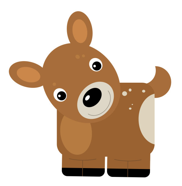 卡通场景与农场动物鹿子上的黄色条纹插图图片下载