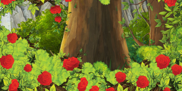 卡通夏天的场景与路径在森林-没有人在现场-为儿童插图图片下载