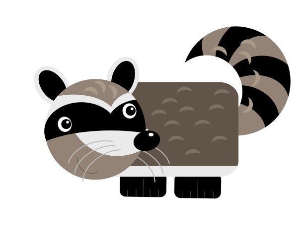 卡通场景与欢快的浣熊獾在白色背景插图图片下载