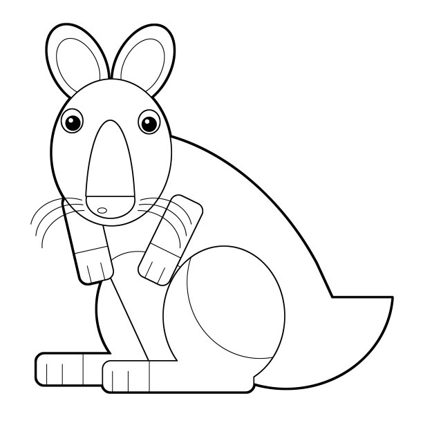 卡通素描澳大利亚场景与快乐和有趣的袋鼠在白色背景-插图图片下载