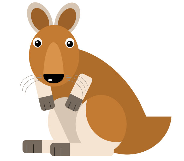 卡通澳大利亚场景与快乐和有趣的袋鼠在白色背景-插图图片下载