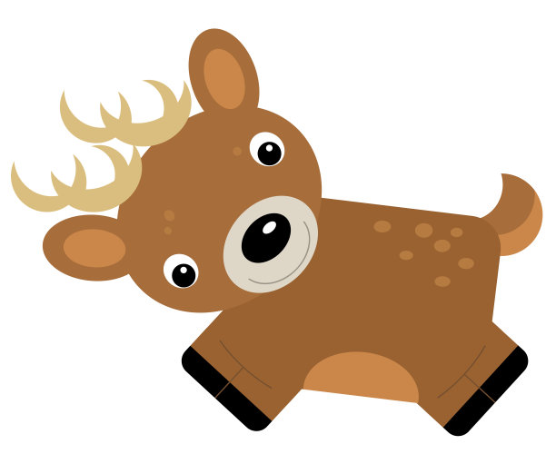 卡通场景与农场动物鹿子上的黄色条纹插图图片下载