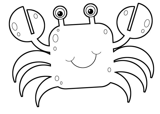 卡通水下场景游泳珊瑚礁鱼蟹与素描插图图片下载