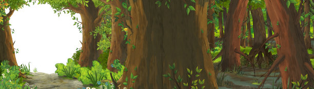 卡通夏季场景，森林中的草地为儿童插图图片下载