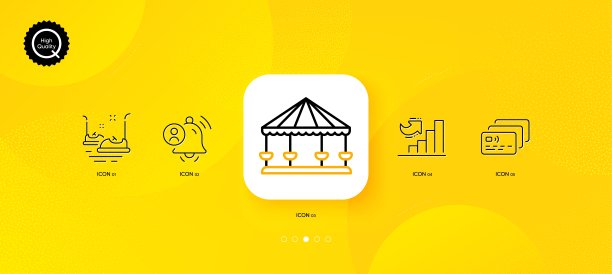旋转木马、生长图表和用户通知极简线条图标矢量素材图片下载