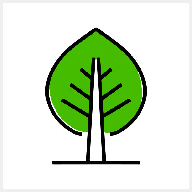 涂鸦生态树图标手绘灯与叶子素描矢量股票插图EPS 10图片下载