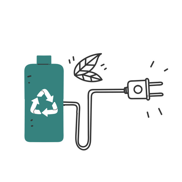 手绘涂鸦可持续性电池插图矢量隔离图片下载