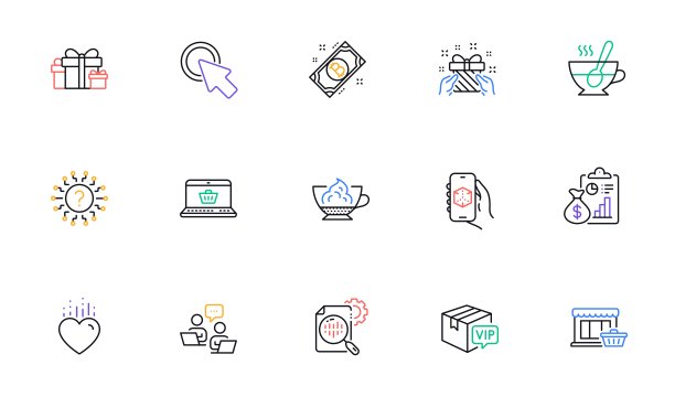 团队合作，浓缩咖啡奶油和心形线图标的网站，印刷。为设计。向量图片下载