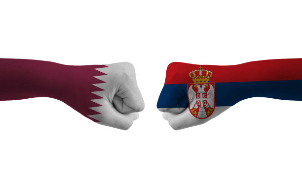 塞尔维亚VS卡塔尔手旗男子手图案足球世界杯图片下载