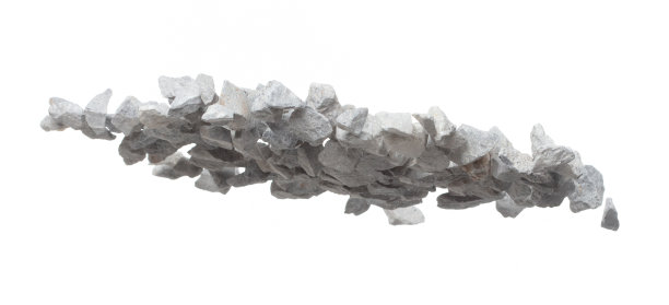 石砾飞爆炸落，灰石卵石飞岩石爆炸抽象云。建筑岩石石在空中飞溅，对象设计。白色背景隔离冻结镜头，选择性对焦模糊图片下载