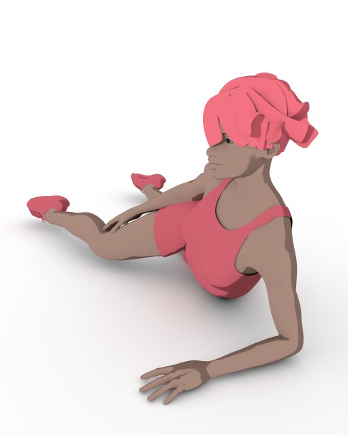 说谎的非裔美国女人。体育运动的女孩。休闲运动服- t恤，马裤和运动鞋。年轻女子穿着运动服。运动时尚女孩轮廓在城市休闲风格。三维渲染图片下载