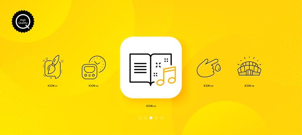 地铁，音乐书和绘画刷最小线条图标。对于web应用，打印。向量图片下载