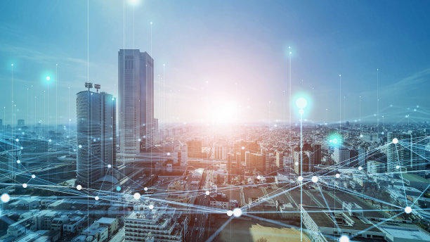 智慧城市与通信网络概念。5克。LPWA(低功率广域)。无线通信。图片下载