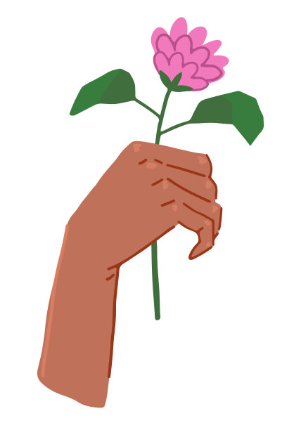 优雅的女性手捧鲜花。国际妇女节卡通矢量插图。平面简单的剪纸孤立在白色。图片下载