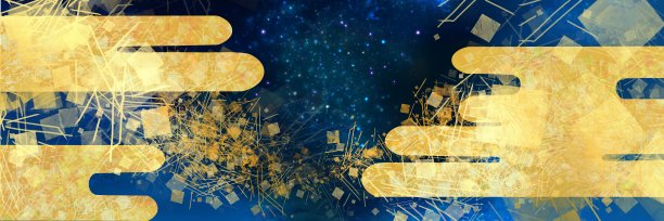 大尺寸星空背景插图与平安时代风格金色优雅的云和日本绘画风格的纹理与舞蹈的金叶，金粉和沙点。图片下载