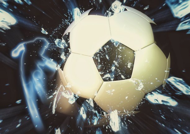 三维渲染足球背景与复合爆炸效果图片下载