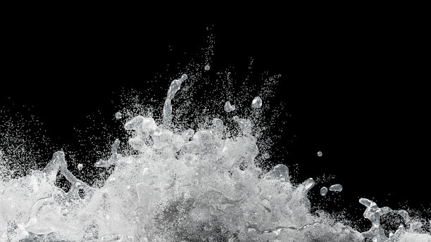 3 d演示。黑色背景上溅起水的图像。溅水。图片下载