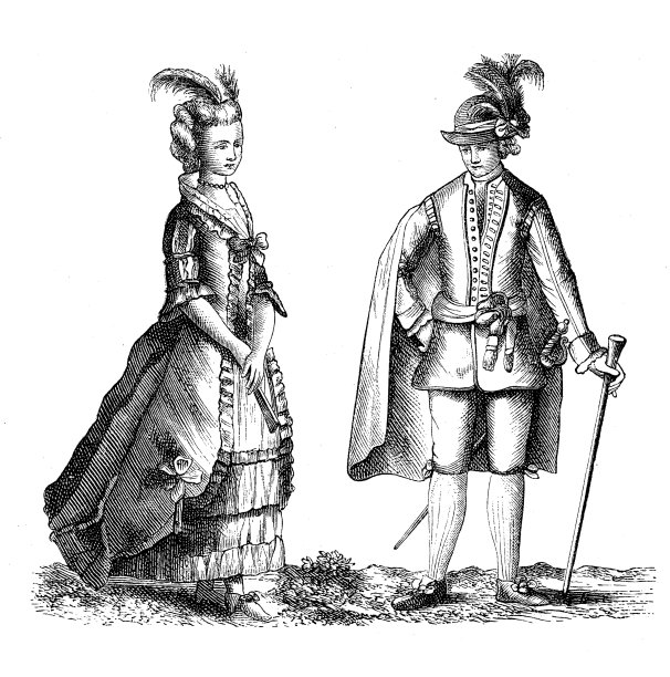 古着插图，1778年瑞典男女民族传统服饰图片下载