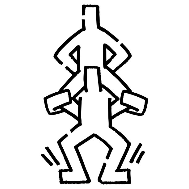 两个在肩膀上训练的简笔画。图片下载