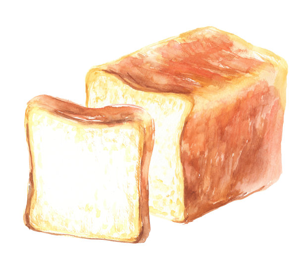 白面包的水彩画插图图片下载