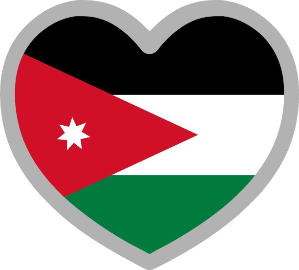 约旦国旗图标矢量插图材料图片下载